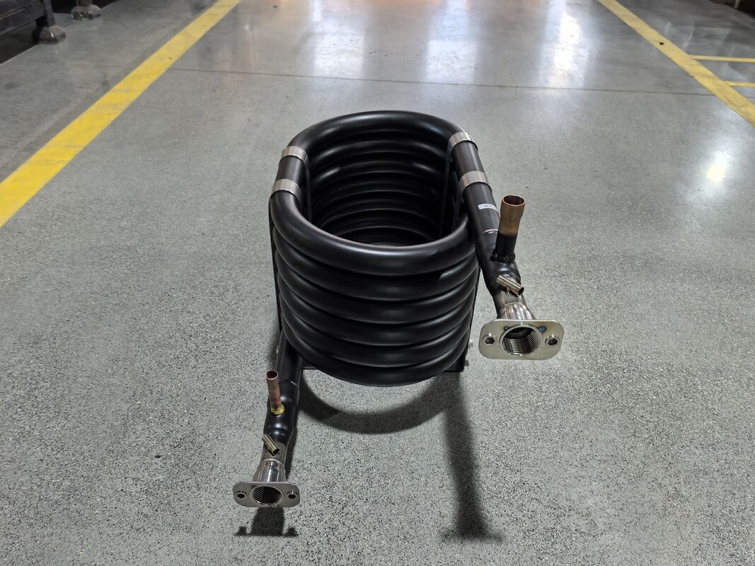 हीटिंग क्षमता 6 से 300 किलोवाट समाक्षीय हीट एक्सचेंजर शून्य से 50 से 150 डिग्री सेल्सियस तापमान सीमा पर कार्यरत गर्मी हस्तांतरण प्रणाली