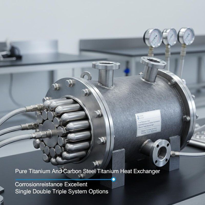 उत्कृष्ट संक्षारण प्रतिरोध और सिंगल डबल ट्रिपल सिस्टम विकल्पों के साथ शुद्ध टाइटेनियम और कार्बन स्टील टाइटेनियम हीट एक्सचेंजर